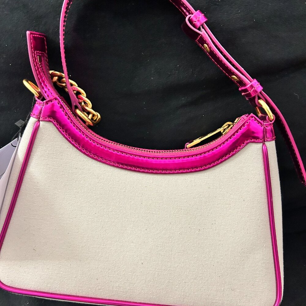 Balmain B-Army Shoulder canvas leather metallic pink bag NWT - Picture 6 of 7